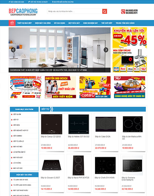 dịch vụ thiết kế website bán thiết bị nhà bếp
